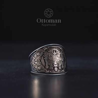 Osmanlı Sancağı Gümüş erkek yüzük